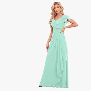 NWT, Formal Chiffon Dress. Size 10. Mint Green.